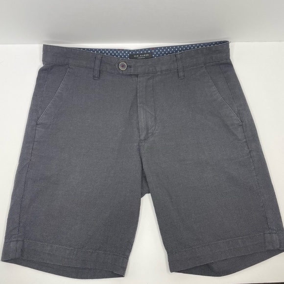 Ted Baker Other - Ted Baker London Shorts Mens Size 30R Grey Navy Casual Flat Front Cotton Chino